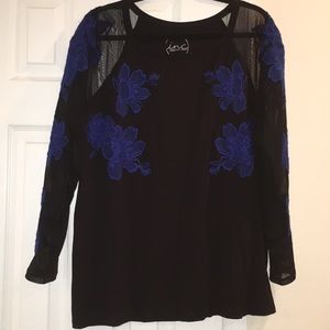 INC women black and blue shirt